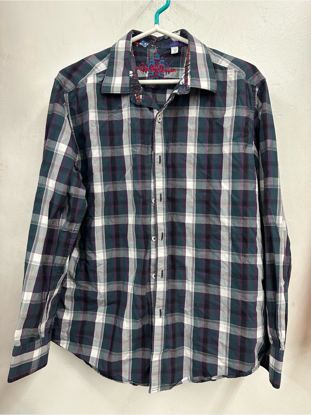 Robert graham Plaid Button-Down Shirt multi color green purple size large men’s
